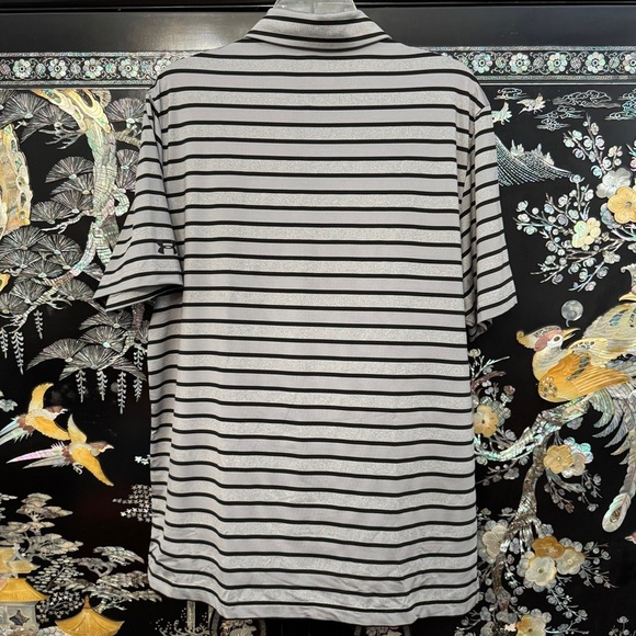 Under Armour HeatGear Men’s Golf Polo Gray Black Stripes Size Large - Picture 5 of 6